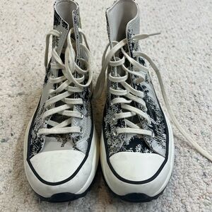 Converse Black, Yellow and Off-White Run Star Hike Platform High-Top Sneakers